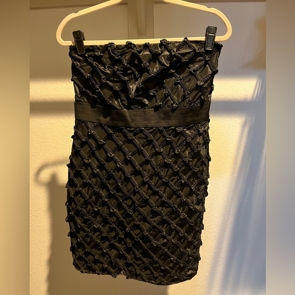 Strapless little black knot dress